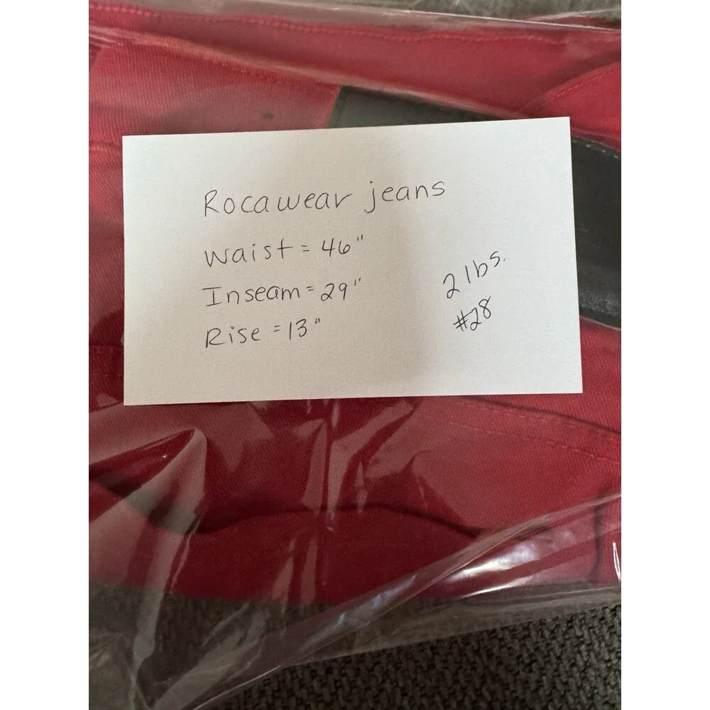 ROCAWEAR Red Black Y2K Streetwear 90s Jeans Men's 46 x 29